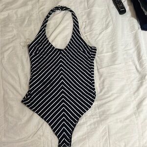 Halter bodysuit navy blue